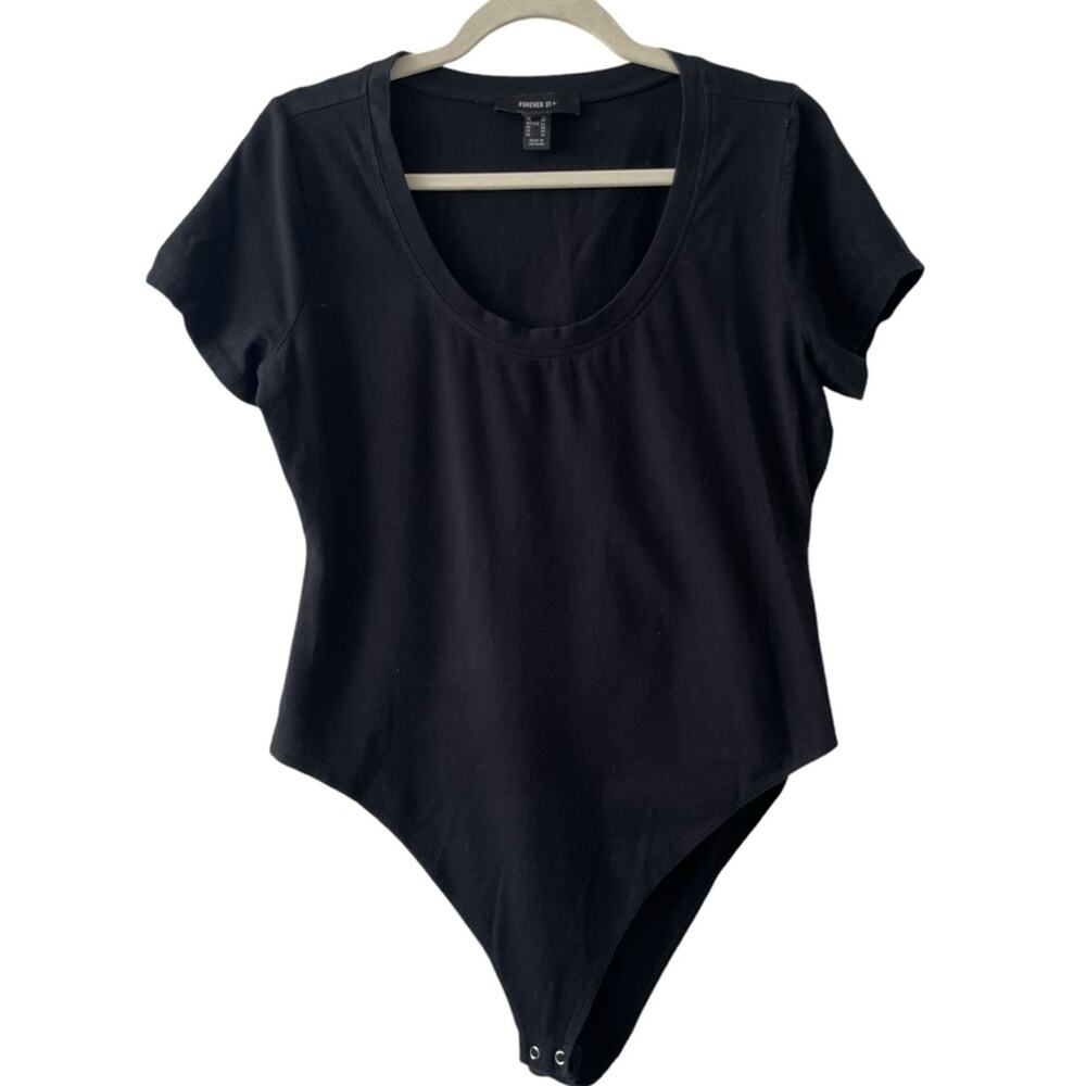 Forever 21 Plus Size Black Short Sleeve Scoop neck Bodysuit | Size 0X